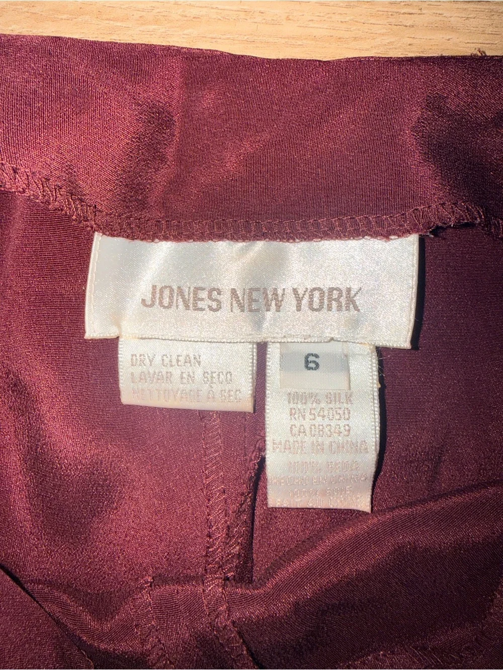 Jones New York Straight Leg Pants in Deep Burgundy